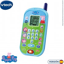 VTech - El teléfono de Peppa Pig, Móvil electrónico interactivo, Voces de todos los personajes de la familia de Pepa