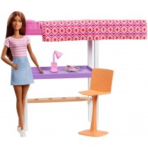 Barbie Muñeca con muebles de dormitorio y accesorios (Mattel FXG52)