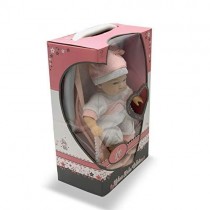 Tachan - Muñeca con Cuerpo Blando de 30 cm, en capazo y saquito de bebé Rosa Que emite 12 Sonidos Diferentes (781T00436)