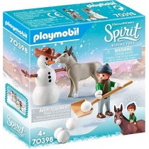 PLAYMOBIL DreamWorks Spirit 70398 Muñeco de Nieve con Trasqui y Señor Zanahoria, A Partir de 4 Años