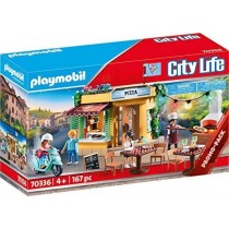 PLAYMOBIL City Life 70336 Pizzería con terraza, con Efectos de luz, A Partir de 4 años
