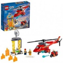 LEGO 60281 City Helicóptero de Rescate de Bomberos, Juguete de Construcción con Moto y Figuras de Bombero y Piloto