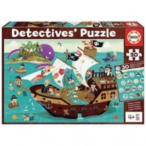 Educa Detectives Piratas. Puzzle Infantil de 50 Piezas. Móntalo y Busca los Objetos escondidos. +4 años. Ref. 18896, Multicolor
