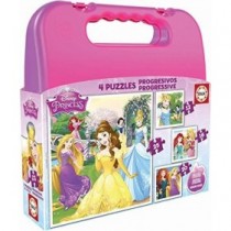 Educa - Princesas Disney Maleta, Conjunto de Puzzles Progresivos, Multicolor (16508)