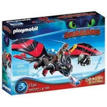 PLAYMOBIL DreamWorks Dragons 70727 Dragon Racing: Hipo y Desdentao, Con módulo luminoso, A partir de 4 años