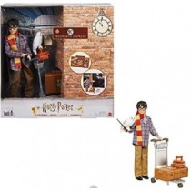 Harry Potter en la Plataforma 9 3/4, muñeco articulado de juguete con Hedwig y carrito portaequipajes (Mattel GXW31)