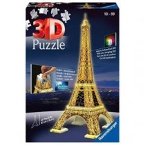 Ravensburger 125791, Puzzle 3D, Puzzle 3D Tour Eiffel Night, Edición Nocturna, 216 Piezas, Edad Recomendada 12+