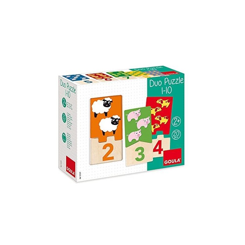 yeso Panorama Regan Goula - Duo puzzle 1-10 - Puzzle de madera para aprender los números para  niños a partir de 2 años
