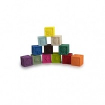Tachan - Set de 12 Cubos blanditos de Goma, Suaves y agradables al Tacto con diseño de Colores, números y Dibujos (785T00609)
