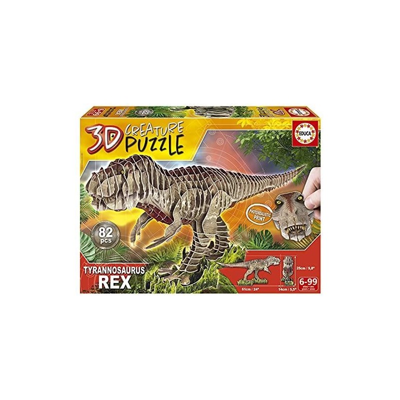 Educa Borrás - T-Rex - 3D Creature Puzzle, 3D PUZZLE