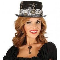 FIESTAS GUIRCA Sombrero de Mujer Steampunk en Fieltro para Disfraz gótico Victoriano