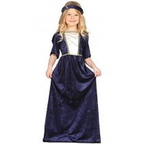 Guirca - Disfraz medieval con vestido y diadema, para niños de 5-6 años, color azul (85597)