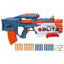 NERF Lanzador Elite 2.0 Motoblitz - Lanza 10 Dardos seguidos o 6 Dardos a la Vez, Clip de 10 Dardos, 22 Dardos
