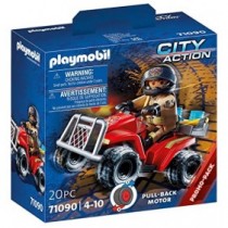 PLAYMOBIL City Action 71090 Bomberos - Speed Quad, Con motor de arrastre, Juguetes para niños a partir de 4 años