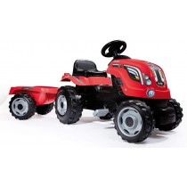 Tractor Farmer XL rojo a pedales con remolque (Smoby 710108)