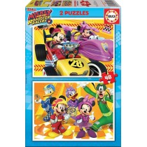 Educa- Mickey and The Roadster Racers 2 Puzzles infantiles de 48 piezas, a partir de 4 años (17239)