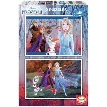 Educa Borrás 2 puzzles infantiles, 48 piezas, Frozen II, a partir de los 4 años, color variado, 2 x 48 (18110)